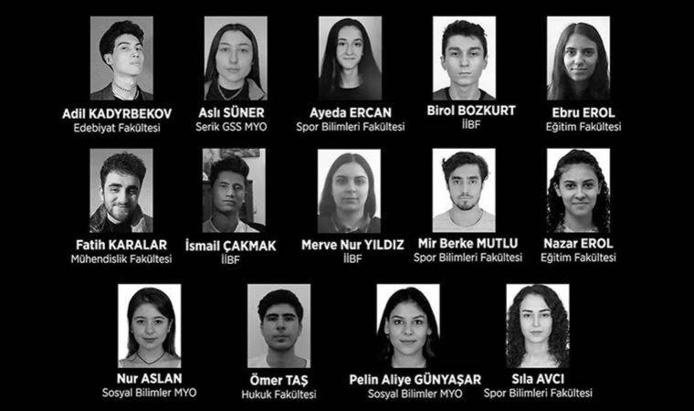 Akdeniz Üniversitesi'nden 14 öğrenci depremde hayatını kaybetti