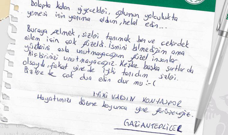 Stadyumda ağırlanan depremzede aileden duygulandıran not