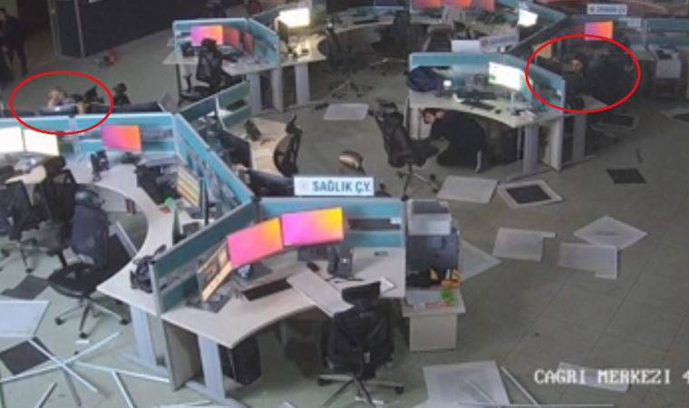 7.7 büyüklüğündeki depremde Osmaniye 112 Merkezi'nde yaşananlar kamerada