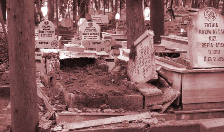 Hatay'da deprem sonrası mezarlar hasar gördü