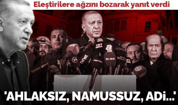 Son dakika... Bahçeli ile deprem bölgesine giden Erdoğan 'Kızılay nerede' diyenleri hedef aldı: 'Ahlaksız, namussuz, adi'