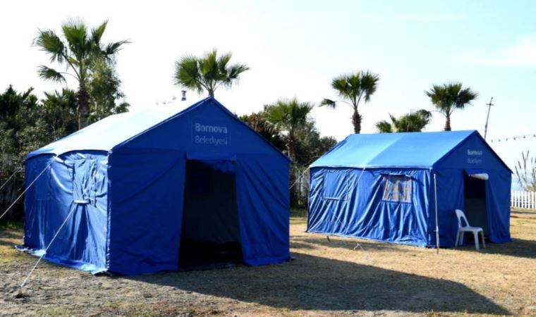 Bornova'nın yurt dışından getirdiği çadırlar deprem bölgesinde