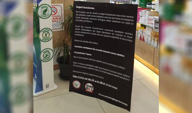 İlaç krizine karşı eczanelerden afişli eylem