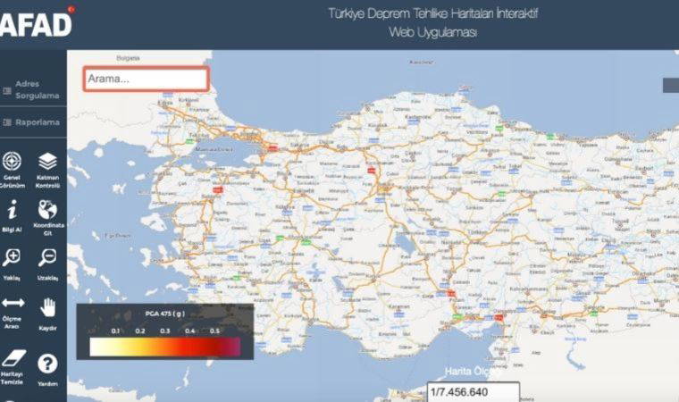 Evinizin altında fay hattı olup olmadığını gösteren harita