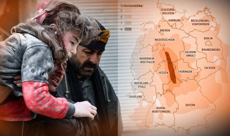 Alman basını Bild, depremin etki haritasını Almanya'ya uyarladı