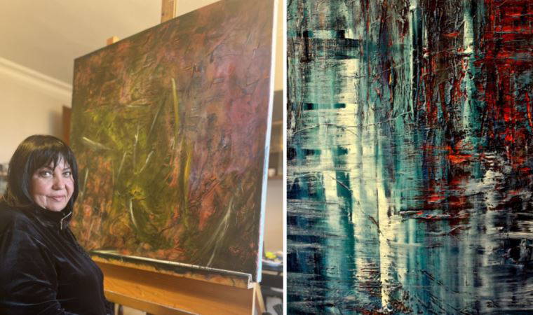 Ressam Tülin Kaynak bugün açılacak tek günlük sergi için için 20 eserini bağışladı