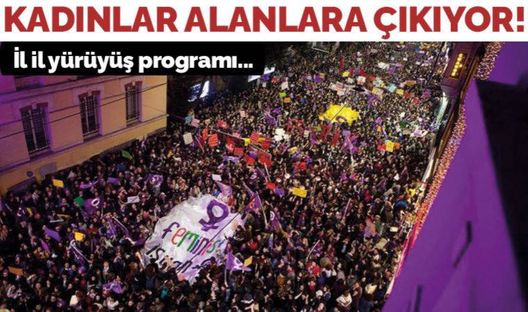 İl il yürüyüş programı: Kadınlar alanlara çıkıyor