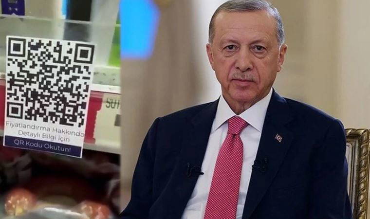 Market raflarında QR kodlu Erdoğan videosu