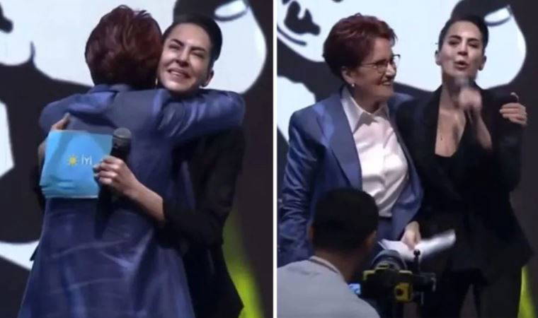 Show TV'den istifa eden Dilara Gönder, Meral Akşener'e sarılıp ağladı: 'Bunlar umut gözyaşları'