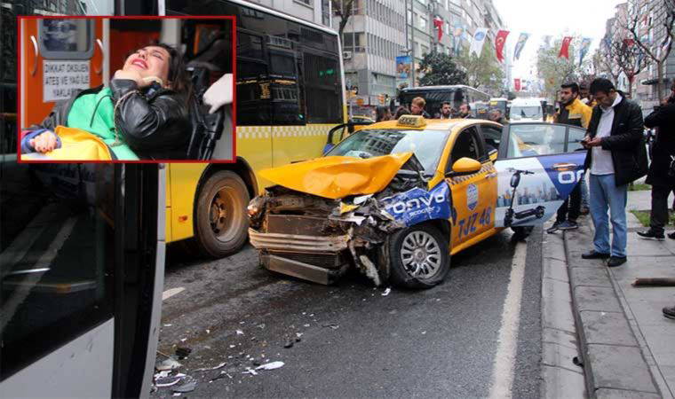 Şişli'de servis midibüsü önce iki İETT otobüsüne ardından taksiye çarptı: 1 yaralı