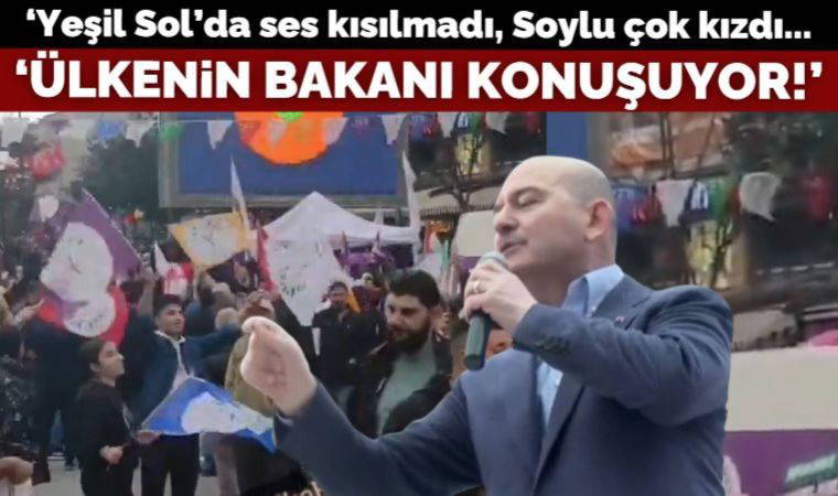 Bakan Soylu konuşması sırasında Yeşil Sol standını hedef aldı: Be kepazeler bu ülkenin İçişleri Bakanı konuşuyor!