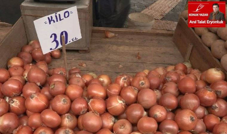 Yiğit muhtaç olmuş kuru soğana