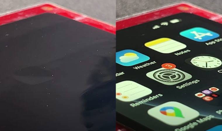 Su ile doldurulduğunda düğmeleri oluşan OLED ekran