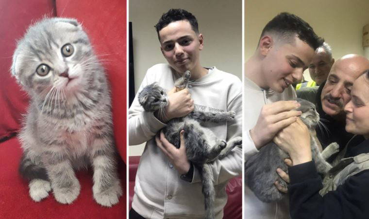Depremde kaybolan kedisine 2 ay sonra kavuştu