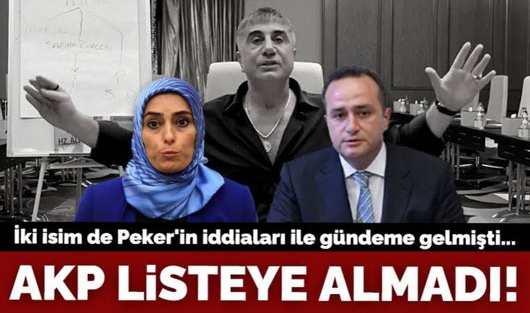 AKP, Sedat Peker'in iddialarıyla gündeme gelen Zehra Taşkesenlioğlu ve Tolga Ağar'ı aday göstermedi