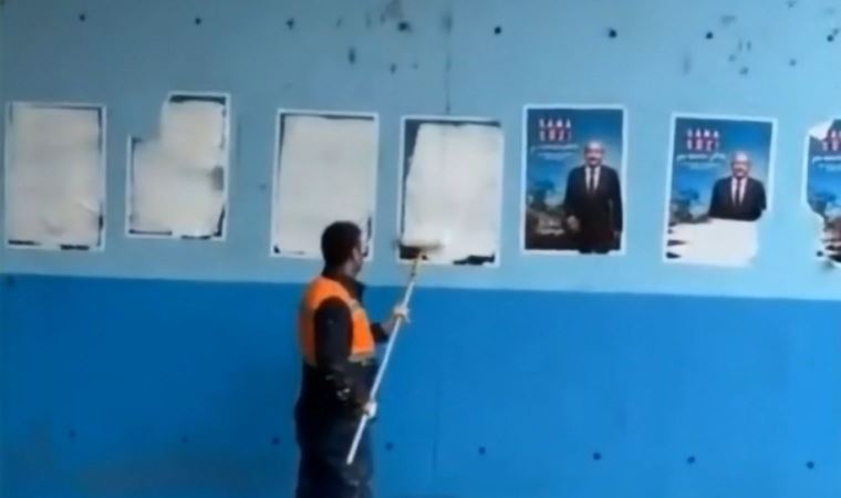 AKP'li belediye iş başında! Kemal Kılıçdaroğlu'nun seçim afişleri böyle kapatıldı