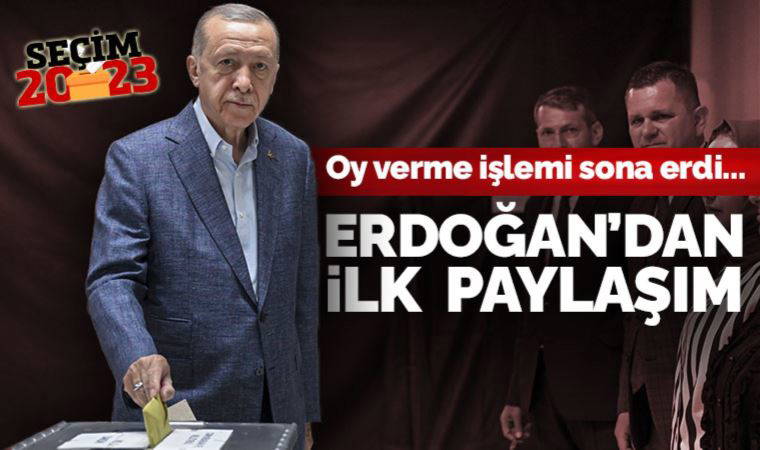 Son Dakika: Sandıkların kapanmasının ardından Erdoğan'dan ilk paylaşım