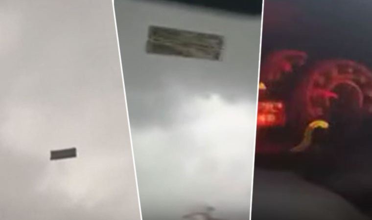 Ankara'da ilginç görüntü! Fırtına binadaki koltuğu uçurdu, yoldan geçen otomobile çarptı...