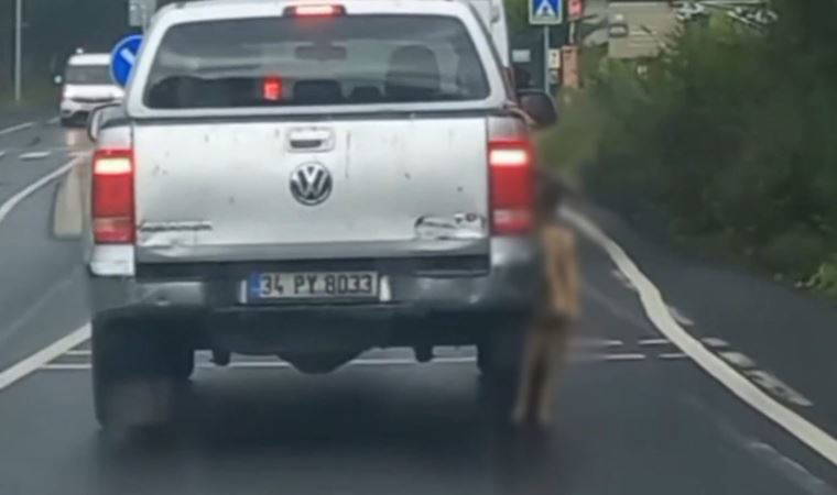 Sarıyer'de vahşet... Ölü köpeği araca bağladı!