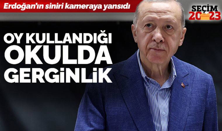 Erdoğan'ın oy kullandığı okulda gerginlik: Sinirli anları kameraya yansıdı