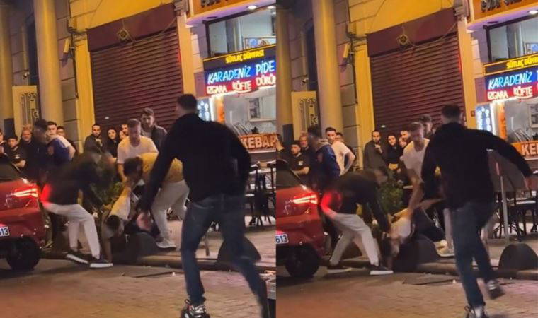 Taksim'de iki grup arasında tekmeli yumruklu kavga!