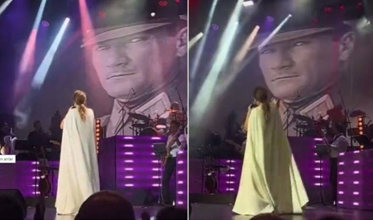 Funda Arar, Atatürk'e bakarak şarkı söyledi: Dakikalarca ayakta alkışlandı