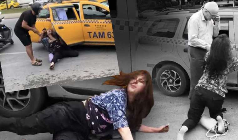 Beyoğlu'nda ilginç anlar! Kendini yere attı, taksinin altına girmeye çalıştı