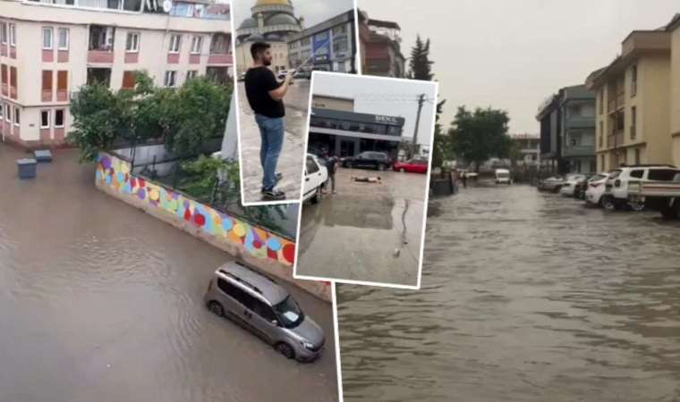 Bursa’da şiddetli sağanak hayatı felç etti! Sokak ve caddeler göle döndü: Kimi olta attı, kimi kulaç...
