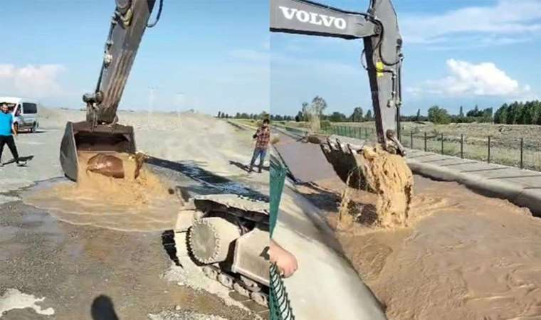 4 kilometre sürüklendi: Su kanalına düşen boğayı kepçeyle kurtardı