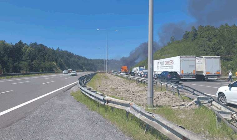 Kimyasal madde taşıyan TIR alev aldı: Yol trafiğe kapatıldı