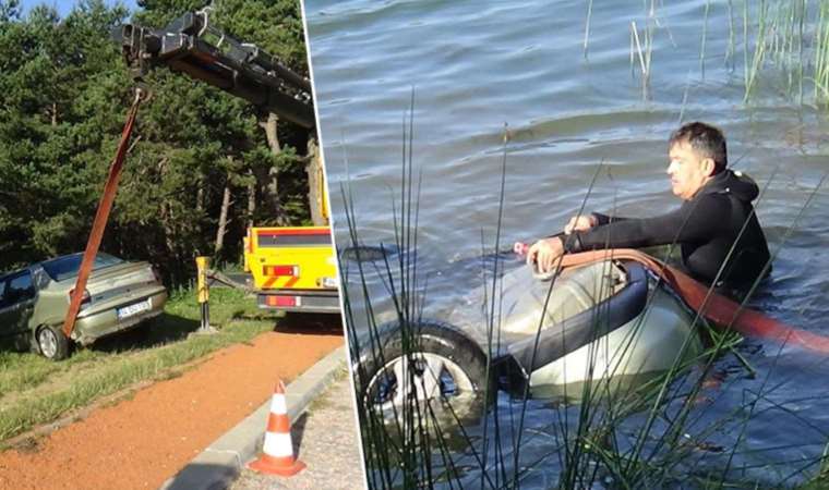 Dalgın sürücünün fotoğrafla imtihanı: Doğayı çekmek isterken aracı dereye uçtu