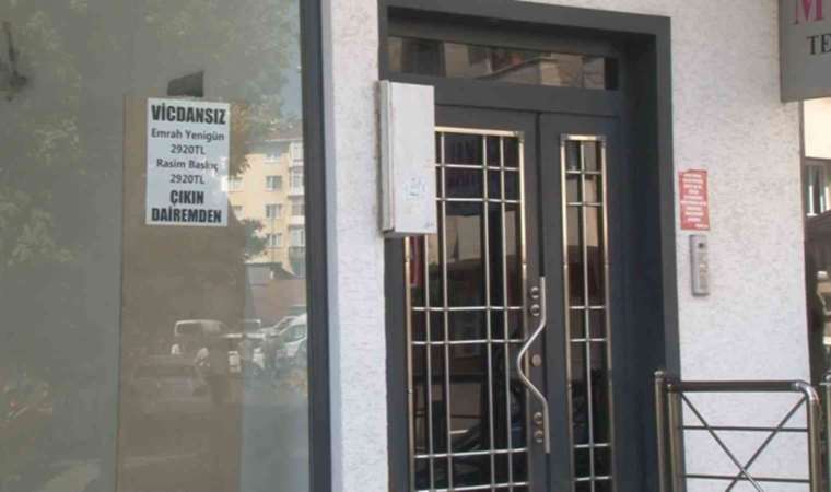 Maltepe’de kira zammında anlaşamayan ev sahibi bina girişine yazı astı