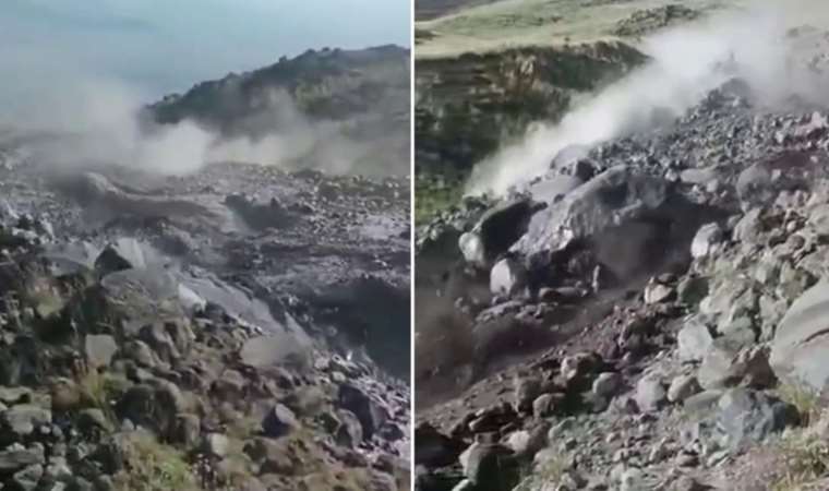 Ağrı Dağı'nda sel suları dev kayaları sürükledi!