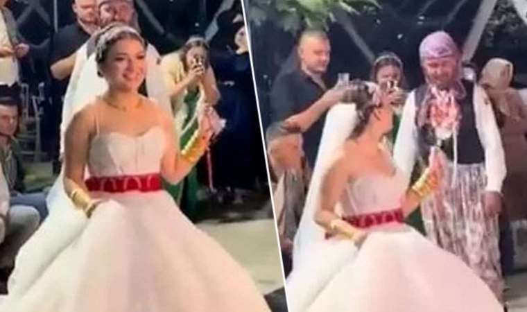 Adetin böylesi! Gelin düğünde damada tasma takıp 'Salako' şarkısı eşliğinde gezdirdi