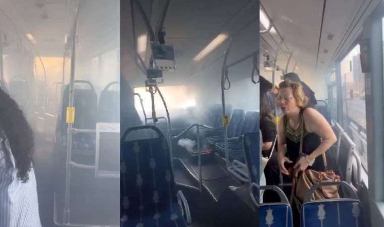 Metrobüste yangın paniği!