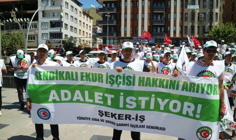 EKUR işçileri sendikal hakları için eylem yaptı