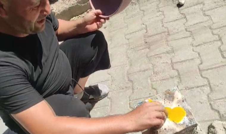 Hava sıcaklığı 44 dereceyi buldu... Kahramanmaraş'ta taş üzerinde yumurta pişirdi!