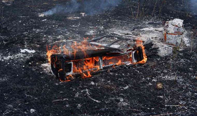 Pes dedirten olay: Otluk alanda yakılan çekyatlar yangına sebep oldu