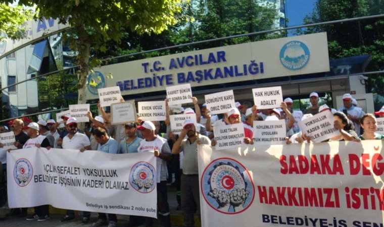 Avcılar Belediyesi önünde işçi eylemi