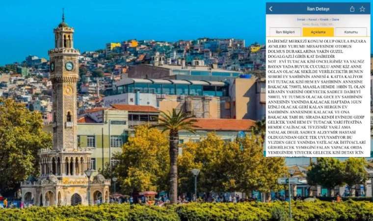 İzmir’de bir garip kiralık ilanı: Bakıcılık da yapacak!