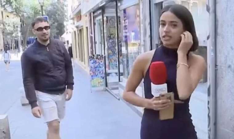 Canlı yayın sırasında muhabiri 'taciz' eden erkek tutuklandı