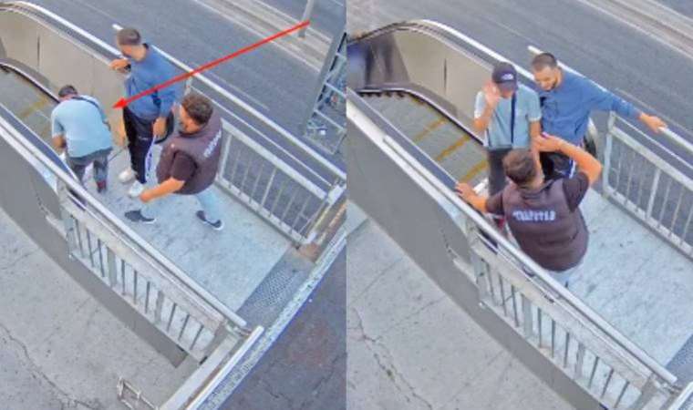 Merdiveni durdurup, 'çak' hareketi yaptılar
