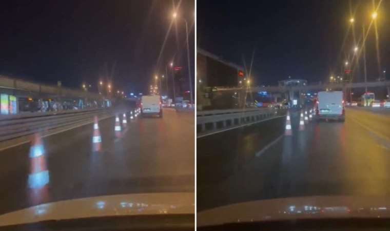 D-100'de metrobüs için ayrılan yola dubaları deviren sürücü yakalandı