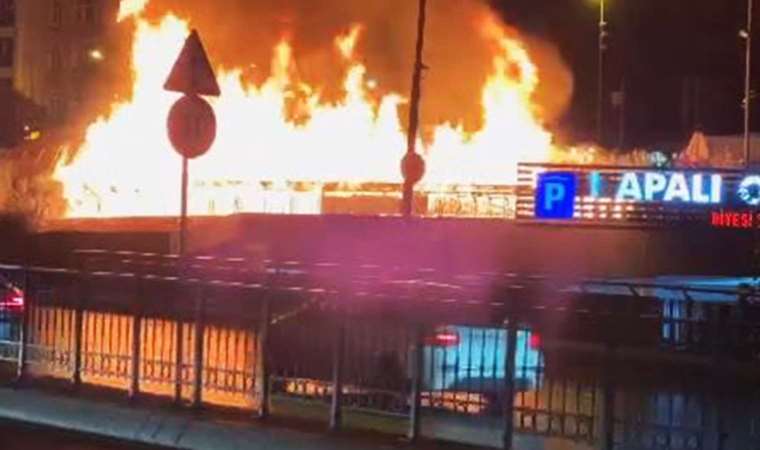 Beyoğlu Evlendirme Dairesi'nin bahçesinde korkutan yangın: Tahta yürüyüş yolu alev alev yandı!
