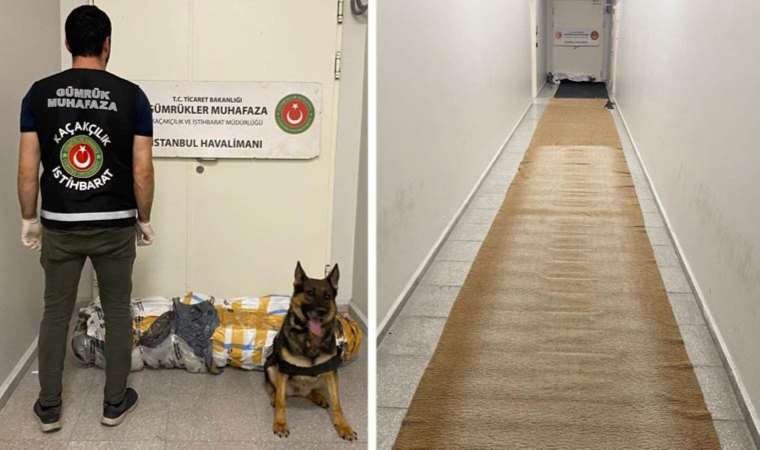 İstanbul Havalimanı'nda 'halıya emdirilmiş' 17 kilogram uyuşturucu ele geçirildi