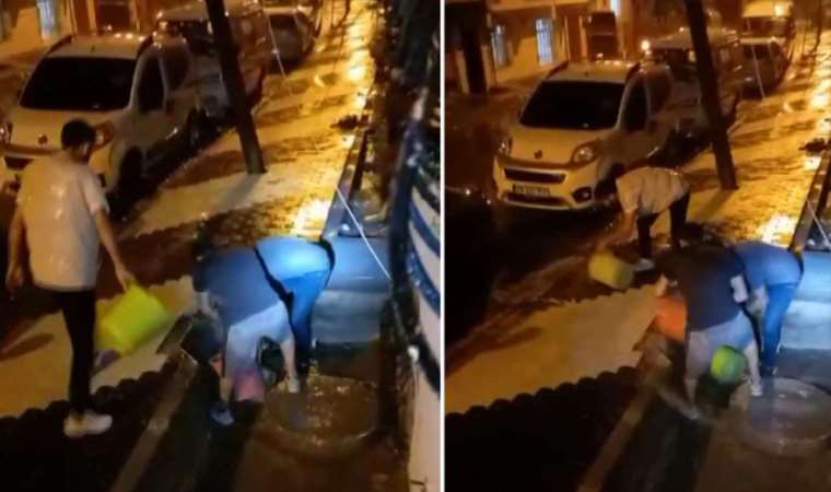Arnavutköy'de bodrum katı su bastı! Rögardaki suları kovalarla boşalttılar...