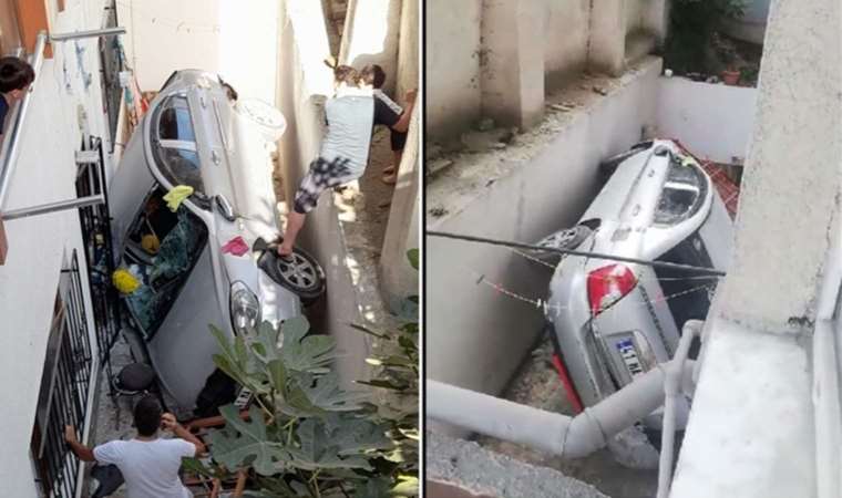 Çocuklar oynuyordu: Otomobil apartman boşluğuna düştü