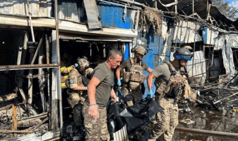 Deadly market attack in Ukraine overshadows visit by Blinken