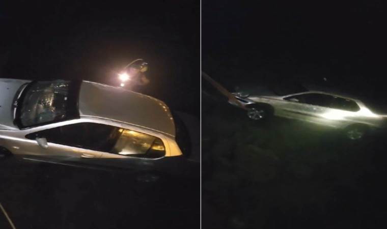 Bodrum'da bir otomobil denize düştü, sürücü yara almadan kurtuldu