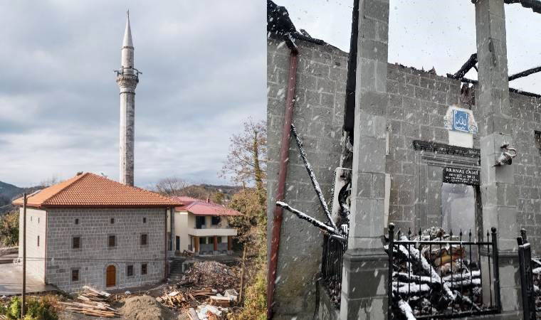 Dün ibadete açılmıştı... Yıldırım düşen camide yangın çıktı!